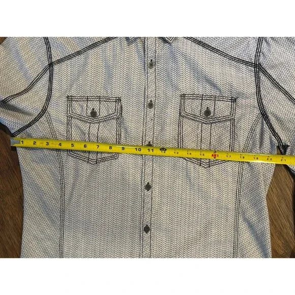 BKE Buckle Tailored Fit Haslet Western Large White And Black Button Down Shirt - Picture 4 of 5